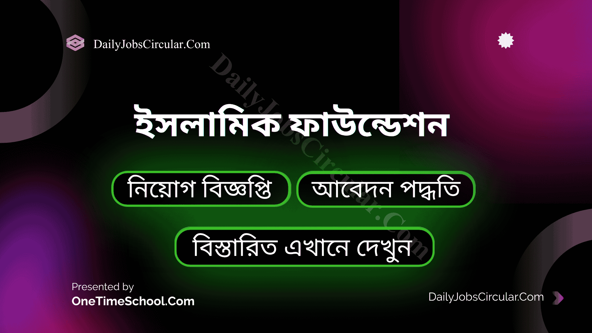 ইসলামিক ফাউন্ডেশন এ নিয়োগ