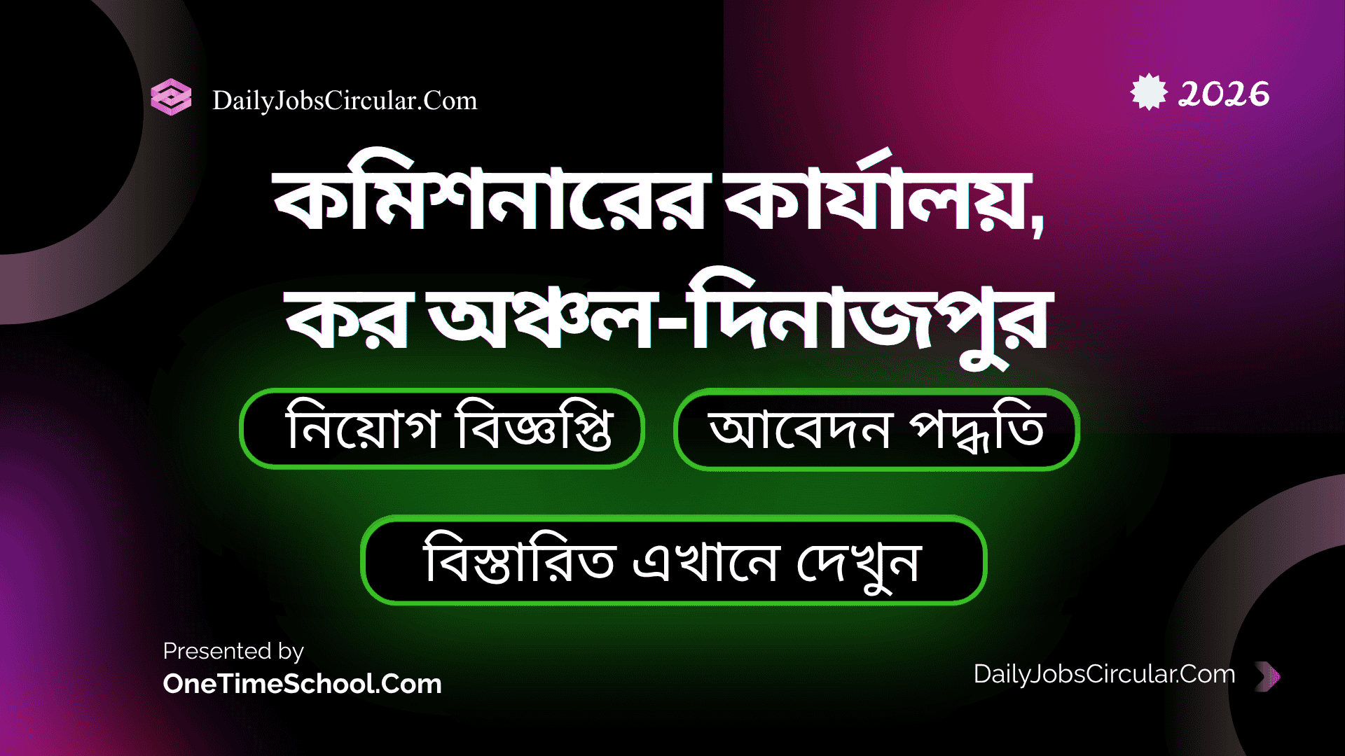 কমিশনারের কার্যালয়, কর অঞ্চল-দিনাজপুর