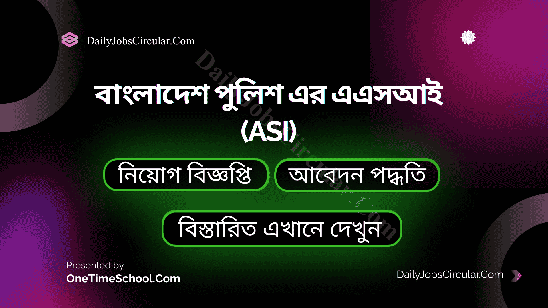বাংলাদেশ পুলিশ এর এএসআই (ASI) পদে নিয়োগ
